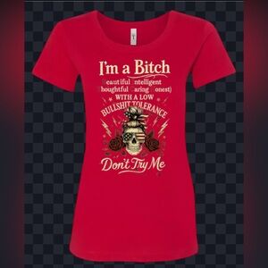 Low Tolerance Don’t Try Me Shirt – Bold Women’s Graphic Tee with Skull & Roses